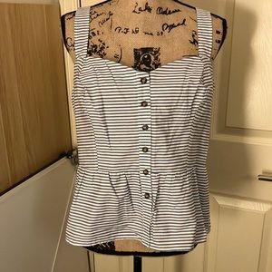 Asos striped sweetheart peplum top cut out bow tie back cute chic US 14